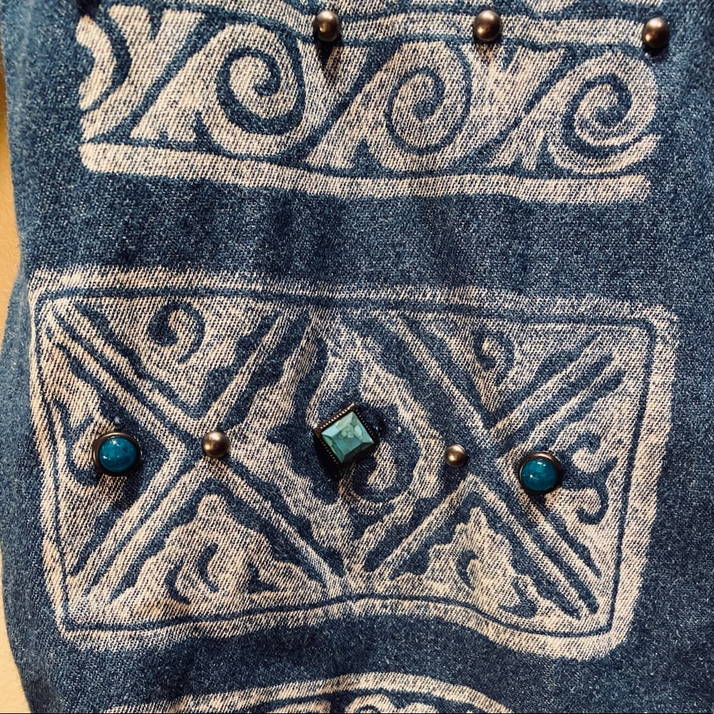 🌟4xHP🌟Embellished Denim Shirt With Boho Vibe 14P - Picture 6 of 8